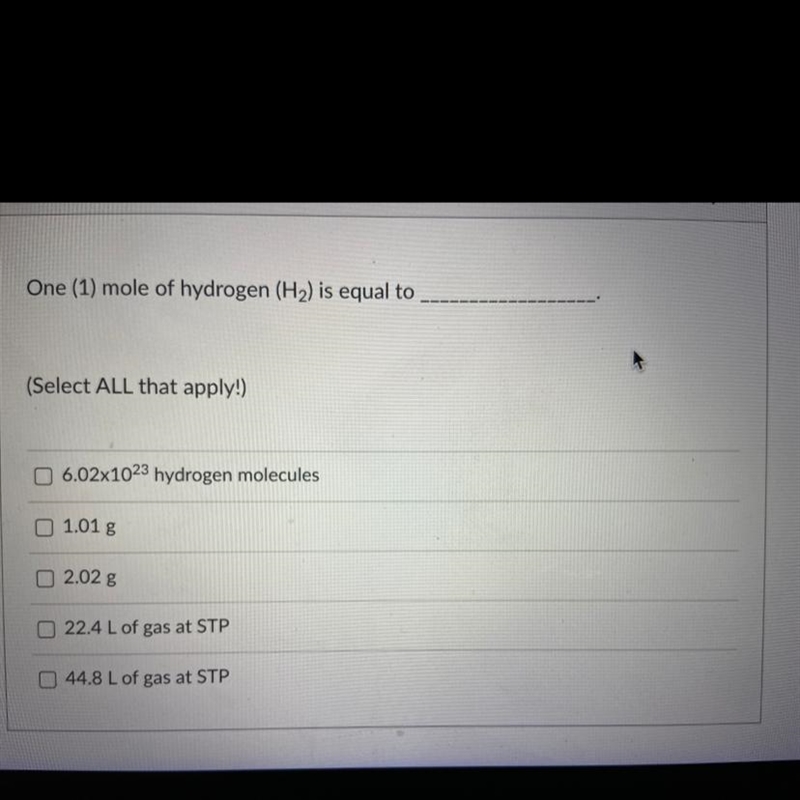 One mole of hydrogen is equal to____-example-1