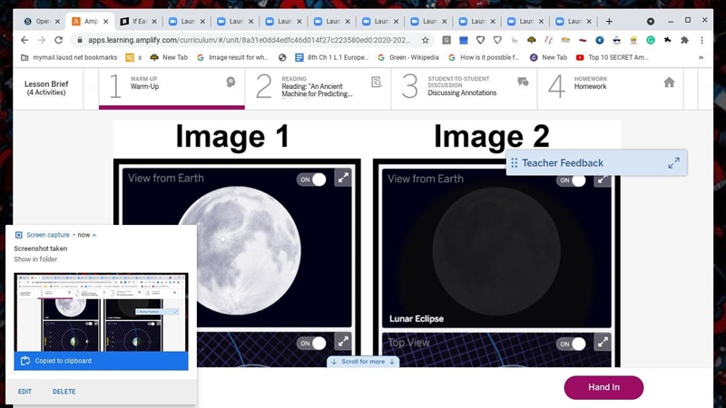 If Earth is in between the sun and the Moon in both Image 1 and Image 2, why do you-example-1