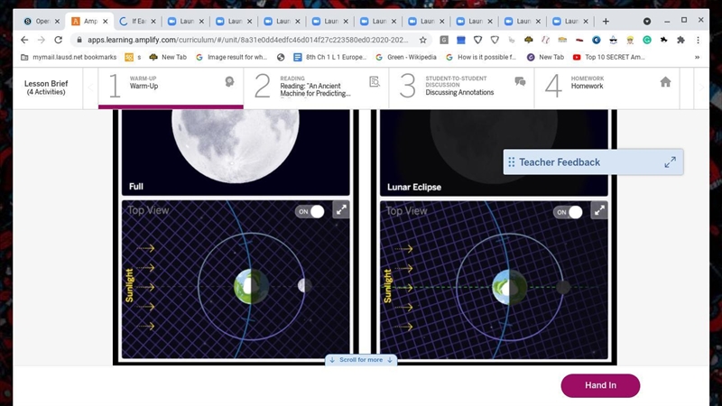 If Earth is in between the sun and the Moon in both Image 1 and Image 2, why do you-example-2