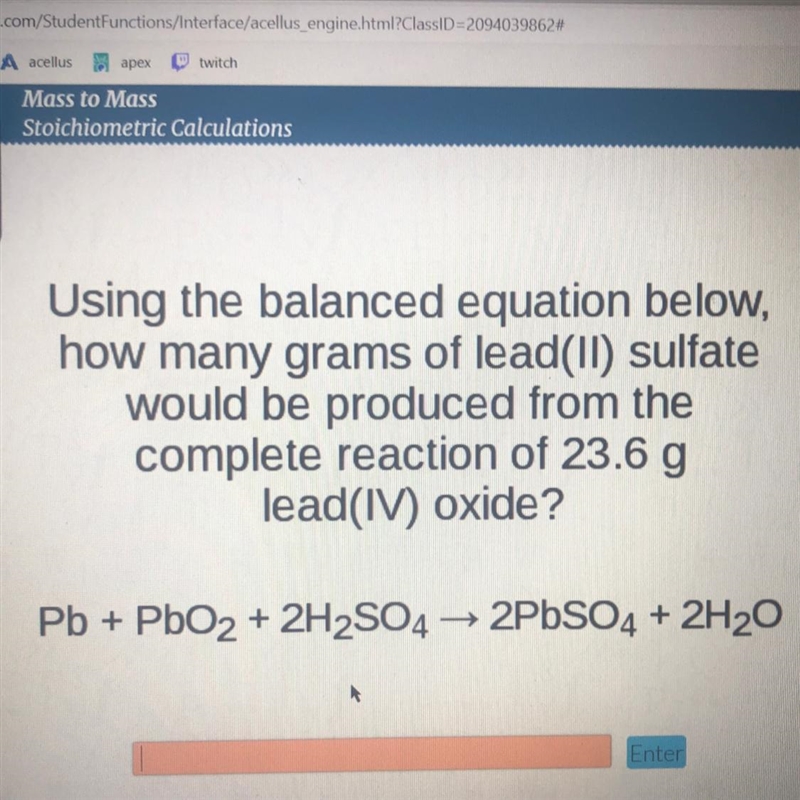 using the balanced equation below how many grams of lead(||) sulfate would be produced-example-1