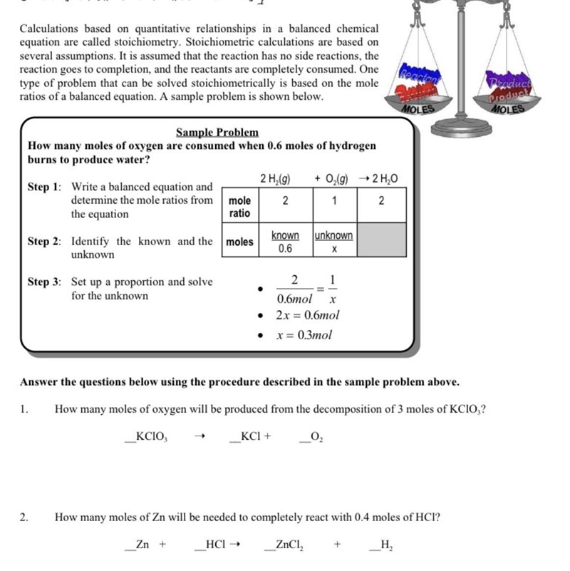 Stoichiometric relationship 1. How many moles of oxygen will be produced from the-example-1