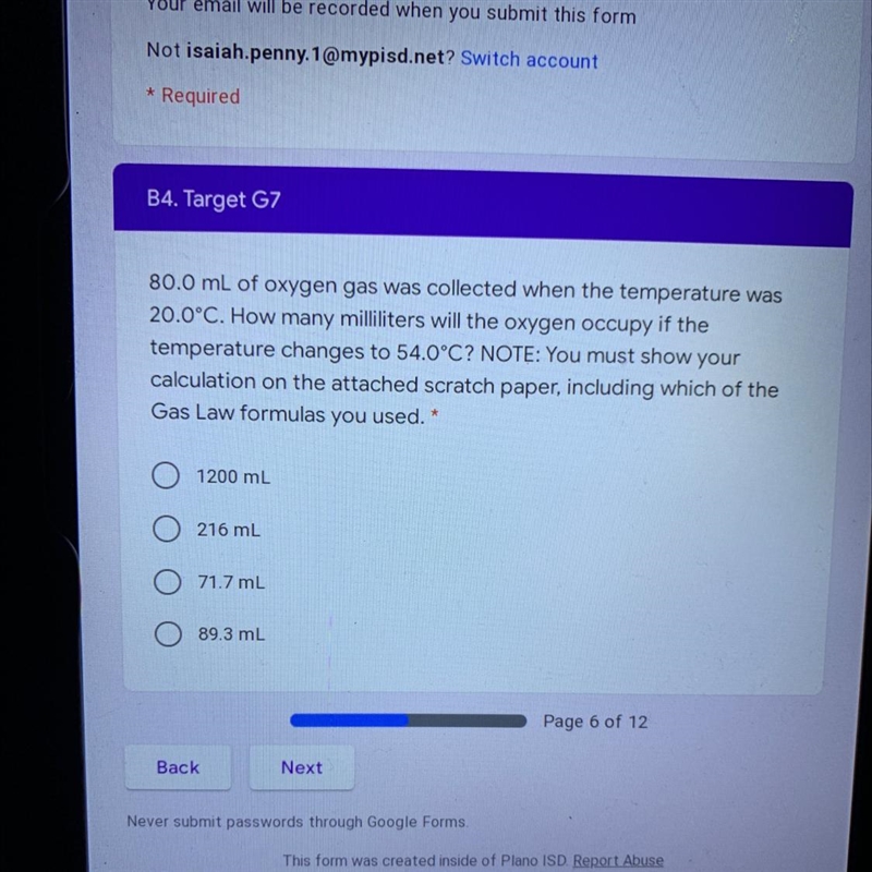 80.0 mL of oxygen gas was collected when the temperature was 20.0°C. How many milliliters-example-1