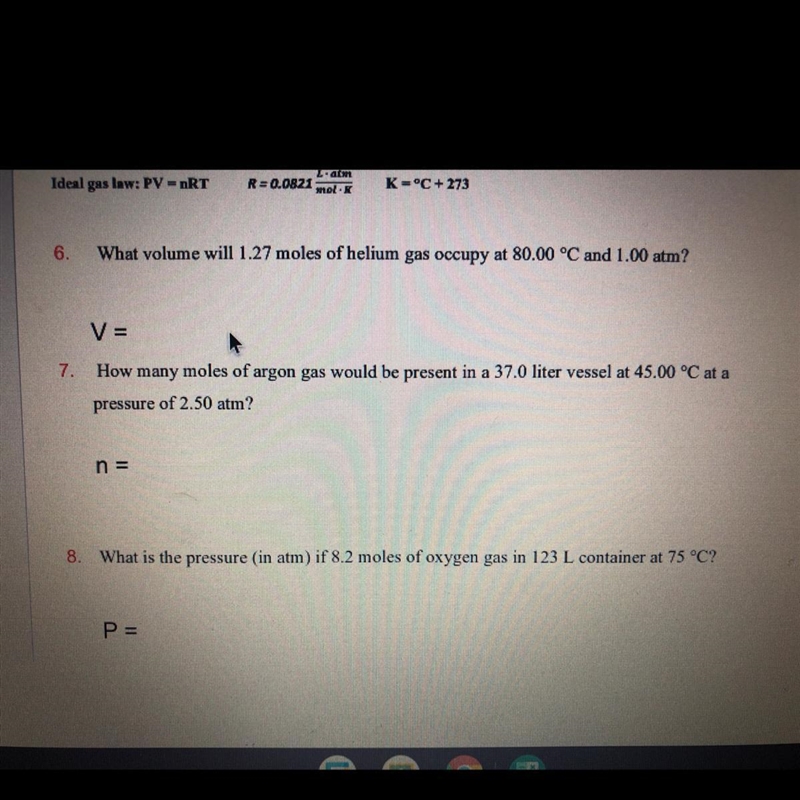 How many moles of argon gas would be present in a 37.0 liter vessel at 45.00 °C at-example-1