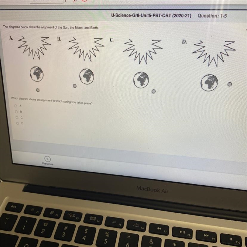 The diagrams below show the alignment of the Sun, the Moon, and Earth.-example-1