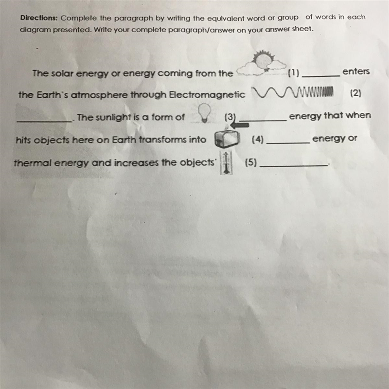 Directions: Complete the paragraph by writing the equivalent word or group of words-example-1