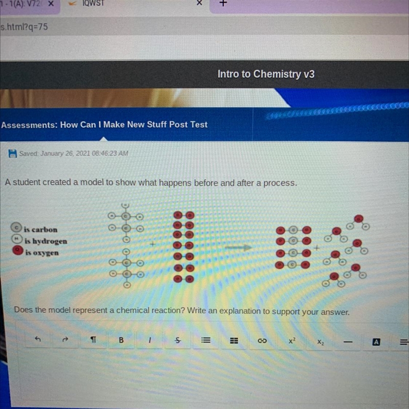 Does the model represent a chemical reaction? (Image)-example-1