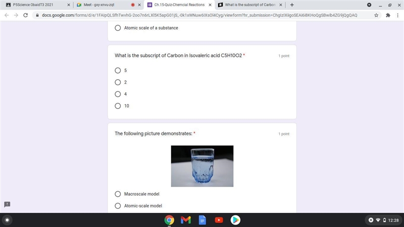 What is the subscript of Carbon in Isovaleric acid C5H10O2-example-1