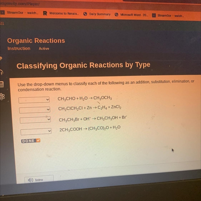 Use the drop-down menus to classify each of the following as an addition, substitution-example-1