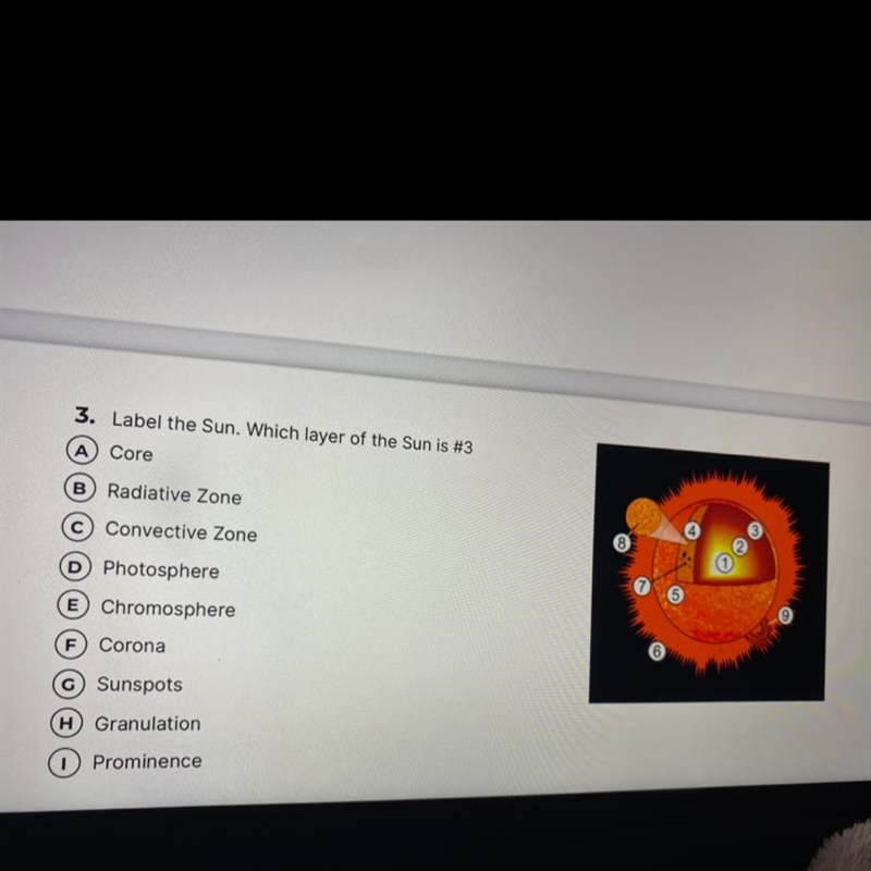 Label the sun. which layer of the sun is #3?-example-1