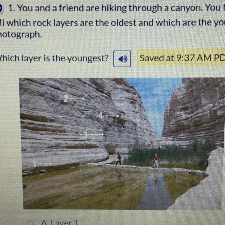 1. You and a friend are hiking through a canyon. You tell your friend that the rock-example-1