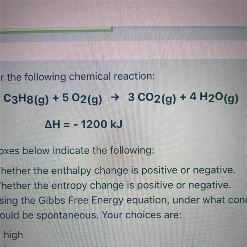 ***Question in photo*** Is the entropy positive or negative in this question?-example-1