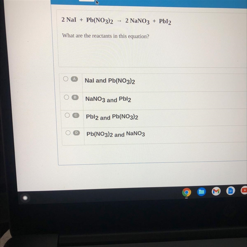 2 Nal + Pb(NO3)2 2 NaNO3 + Pb12 What are the reactants in this equation?-example-1