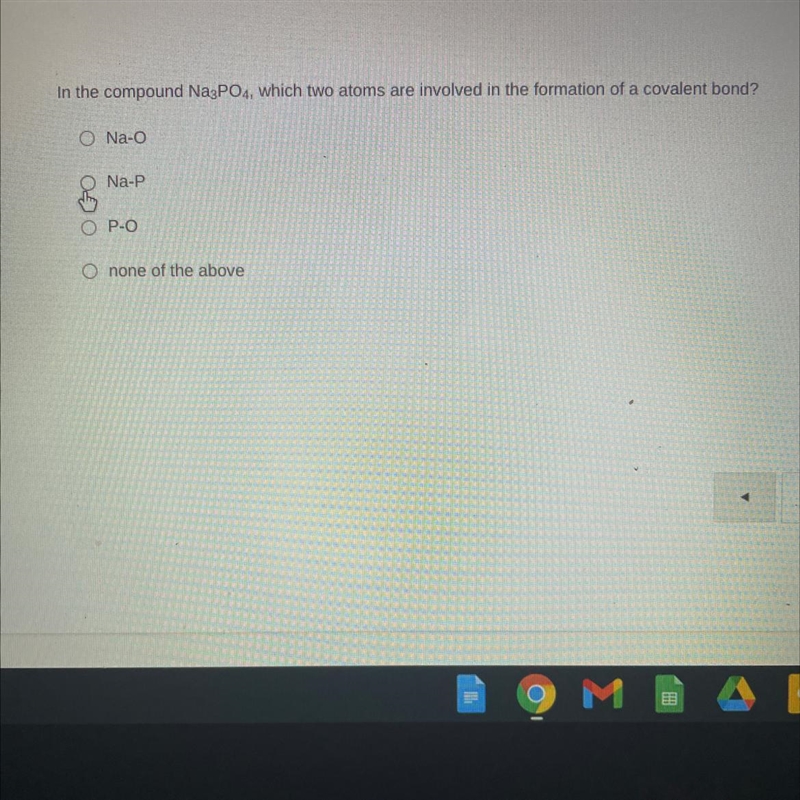 In the compound Na3PO4, which two atoms are involved in the formation of a covalent-example-1