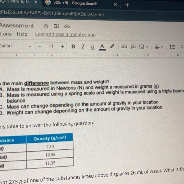 What is the main difference between mass and weight?-example-1