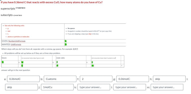 If you have 0.36mol C that reacts with excess CuO, how many atoms do you have of Cu-example-1