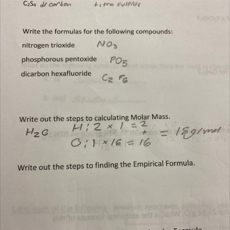 Write out the steps to finding the Empirical Formula.-example-1