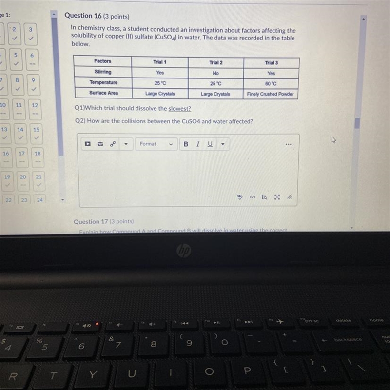 In chemistry class, a student conducted an investigation on the factors that affect-example-1