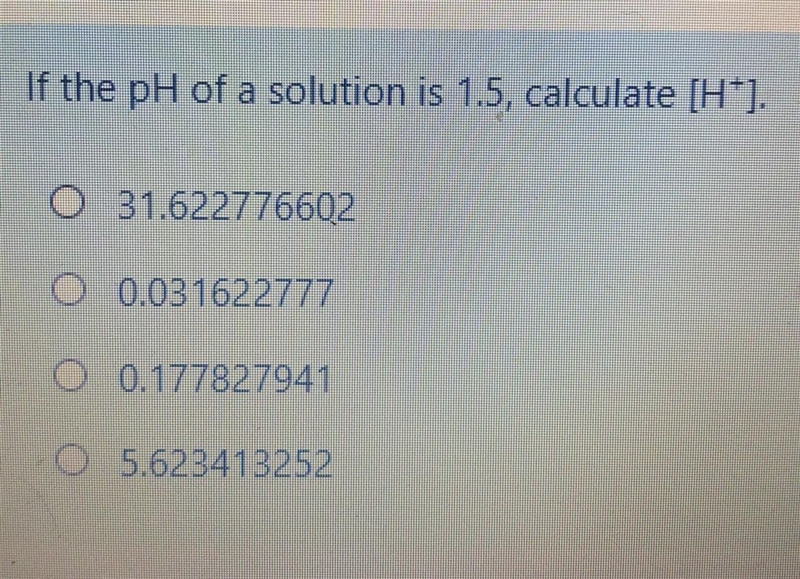 If the pH of a solution is 1.5 , calculate [H^ + ] . Help plz?? ​-example-1