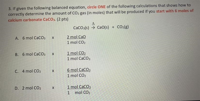 HELP ASAP!! if given the following balanced equation, circle one of the following-example-1