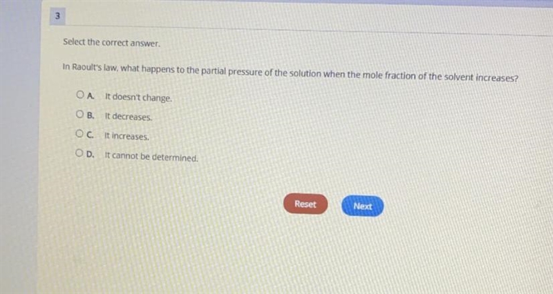 In Raoult’s law, what happens to the partial pressure of the solution when the mole-example-1