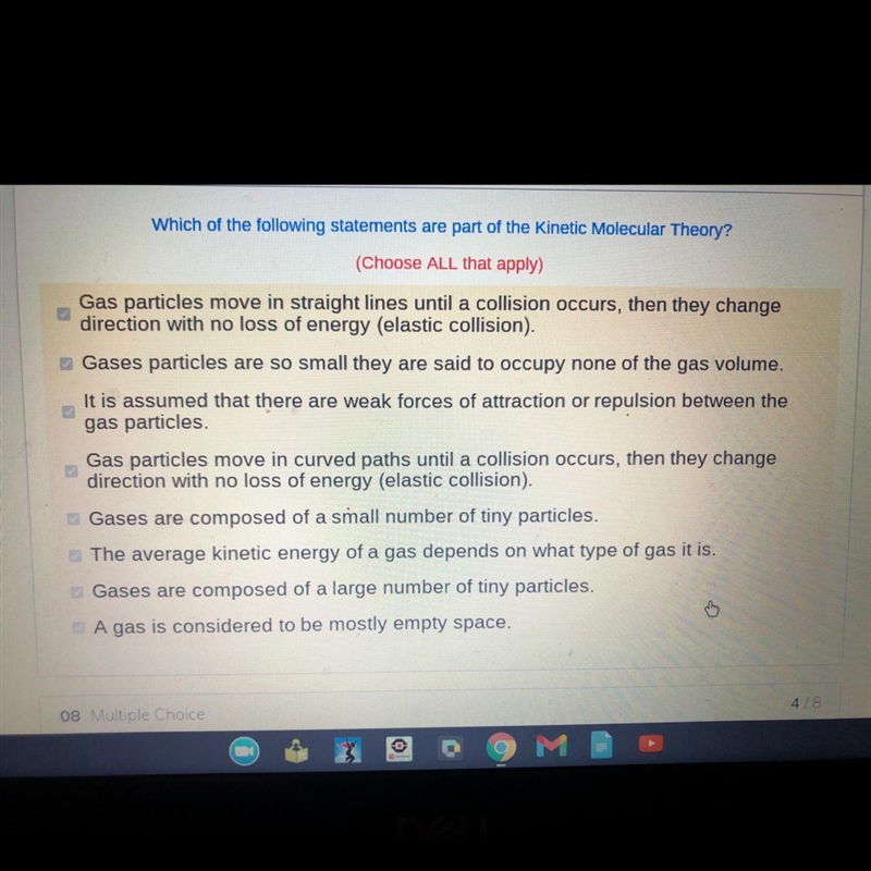 Which of the following statements are part of the kinetic molecular theory ?-example-1