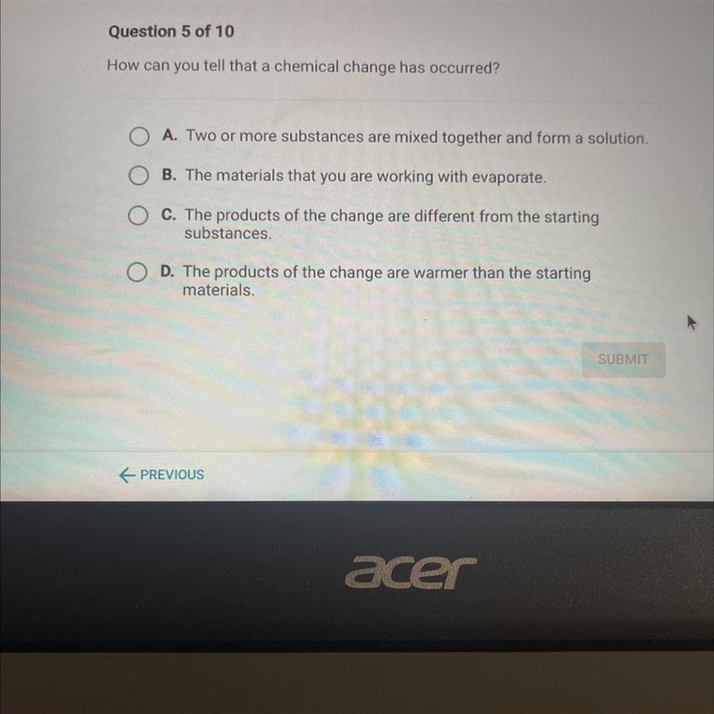 How can you tell that a chemical change has occurred-example-1