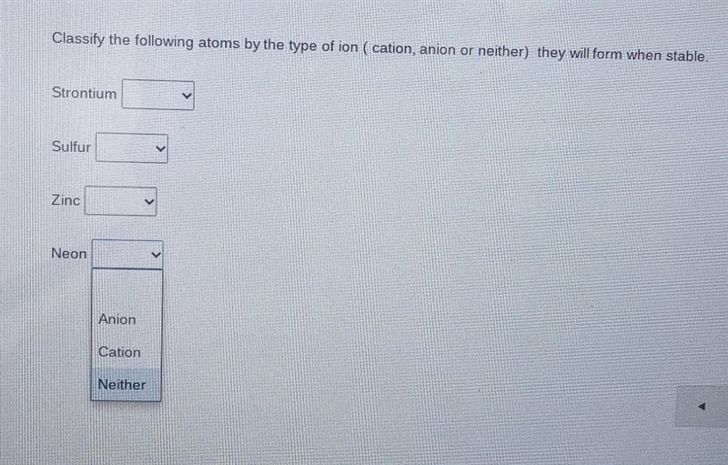 Please help the anion , cation , neither is the options. for all of them​-example-1