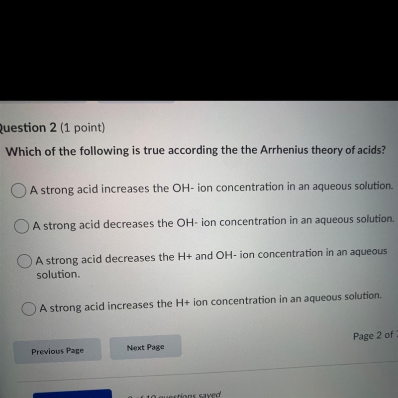 Which of the following is true according the the Arrhenius theory of acids? A strong-example-1