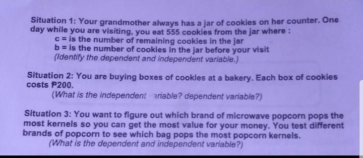 Enrichment Activity 2: Identify the Dependent and Independent Variables 1.In a short-example-1