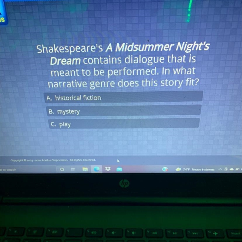 Shakespeare's A Midsummer Night's Dream contains dialogue that is meant to be performed-example-1