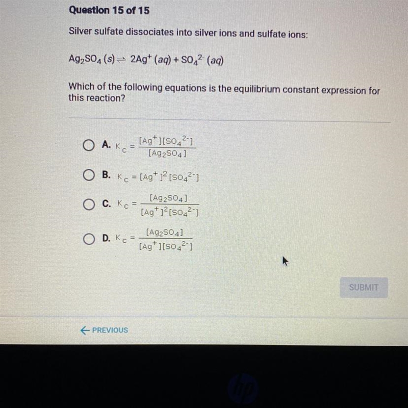 Silver sulfate dissociates into silver ions and sulfate ions: Ag2SO4(s) = 2Ag+ (aq-example-1