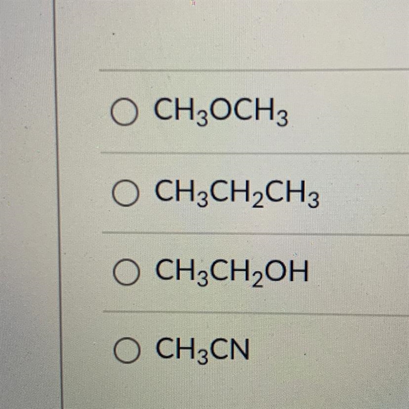 Identify The compound with the highest vapor pressure￼-example-1