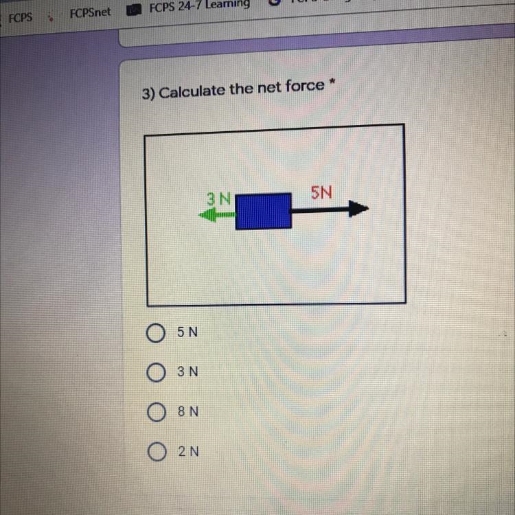 3) Calculate the net force * 3N 5N-example-1