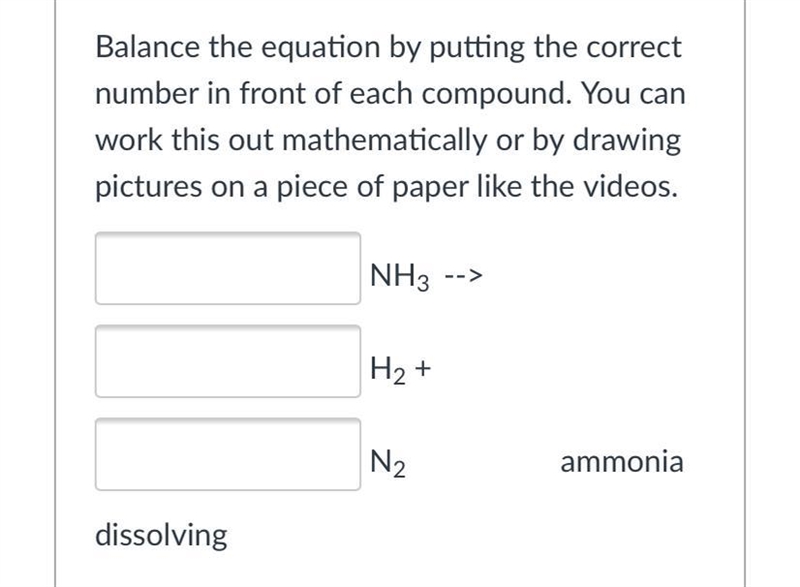 Balance the equation by putting the correct number in front of each compound. You-example-1