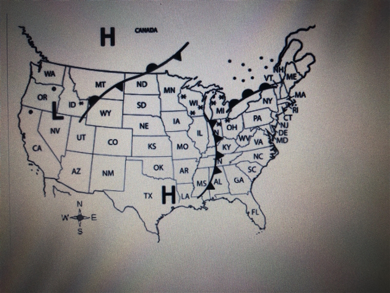 What type of system is impacting weather in Houston? A) High pressure B) Low pressure-example-1