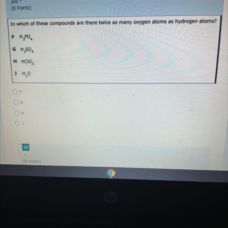 In which of these compounds are there twice as many oxygen atoms as hydrogen atoms-example-1