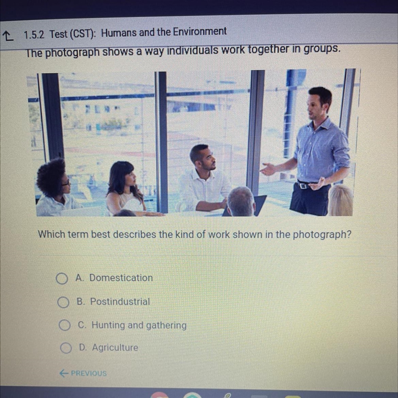 The photograph shows a way individuals work together in groups. Which term best describes-example-1