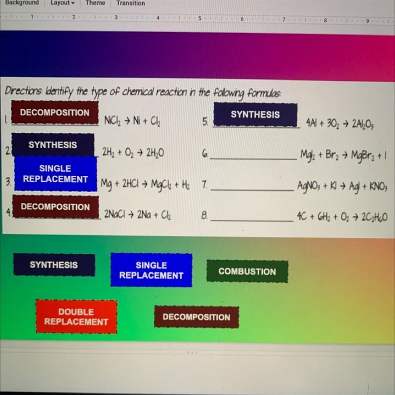 What type of chemical reaction is 6, 7 and 8-example-1