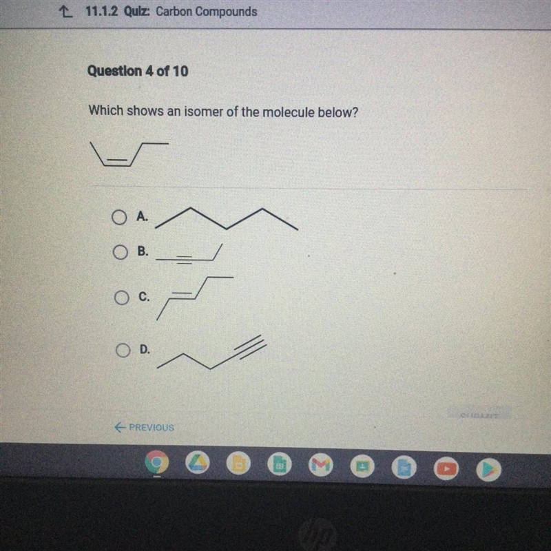 Which shows an isomer of the molecule below?-example-1