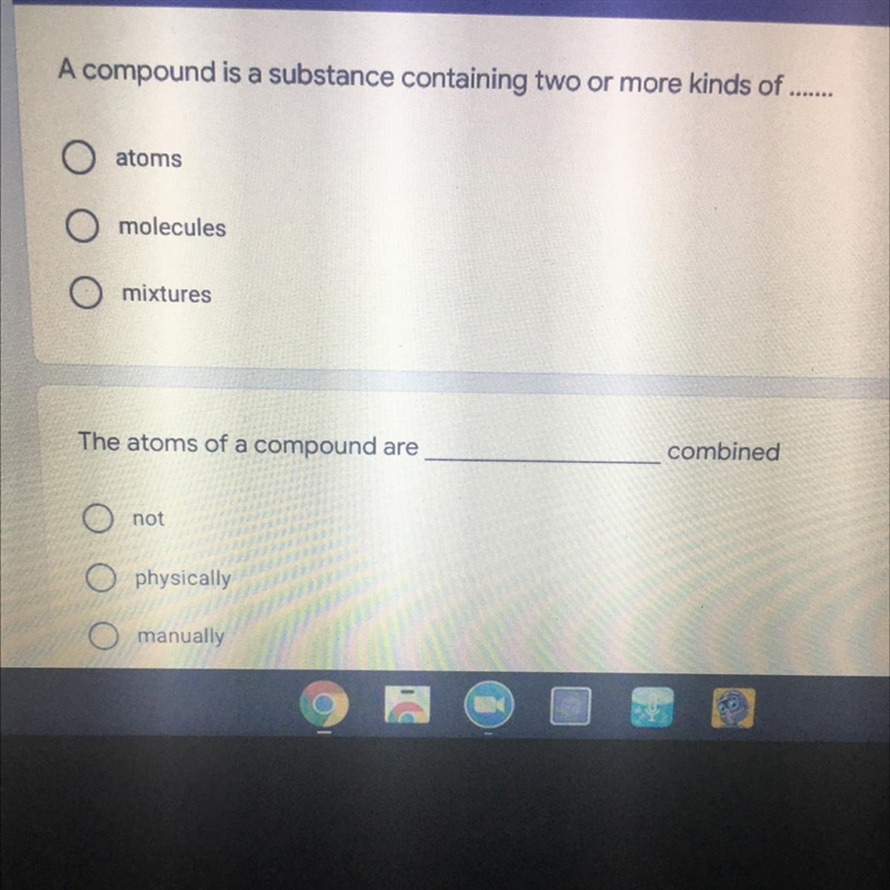 A compound is a substance containing two or more kinds of... please help asap-example-1