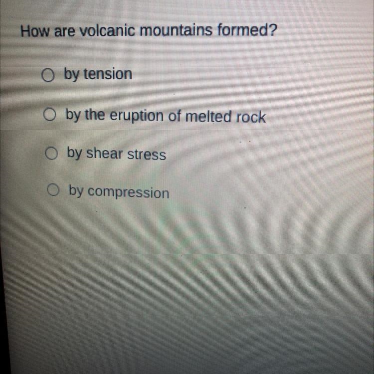 How are volcanic mountains formed?-example-1