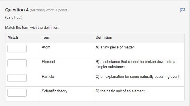 Match 4 terms with definitions-example-1