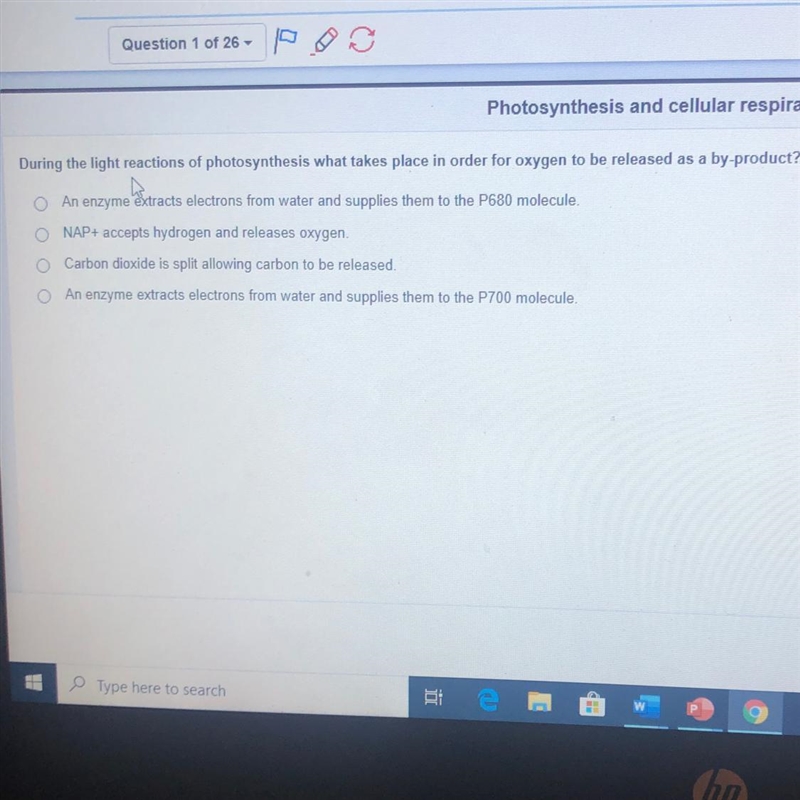 During the light reactions of photosynthesis what takes place in order for oxygen-example-1