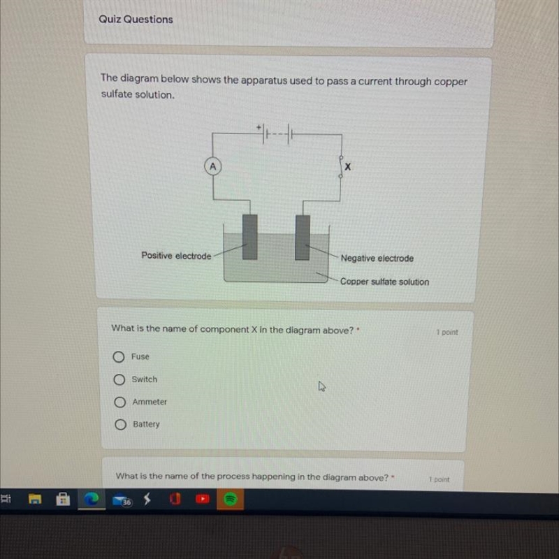 The diagram below shows the apparatus used to pass a current through copper sulfate-example-1