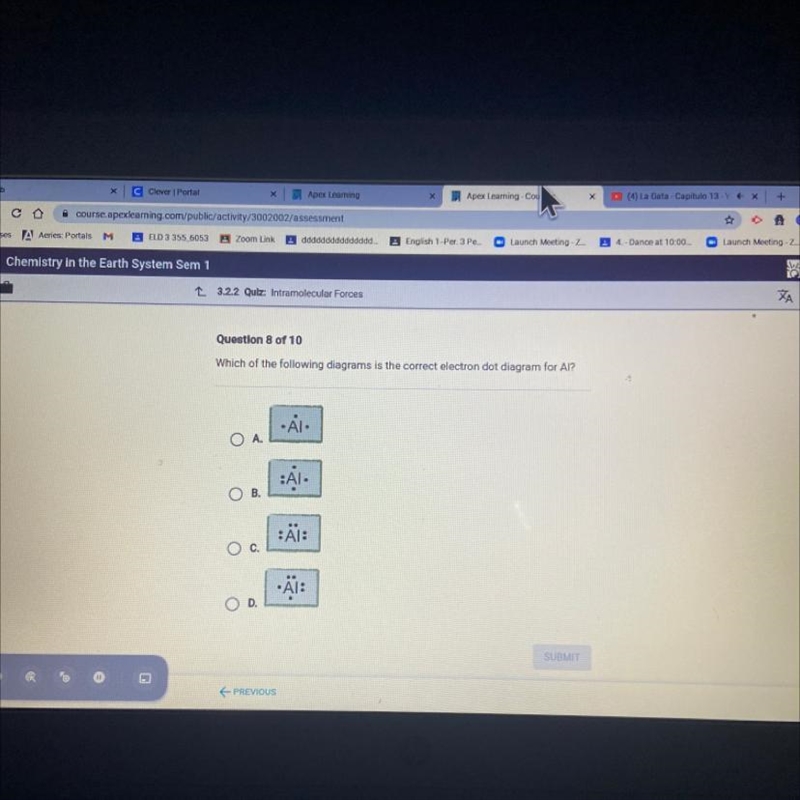 Which of the following diagram is the correct electron dot diagram for AL-example-1