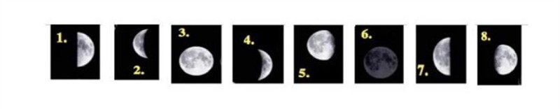 1.Beginning with the new moon, place the phases of the moon in order. Identify each-example-1