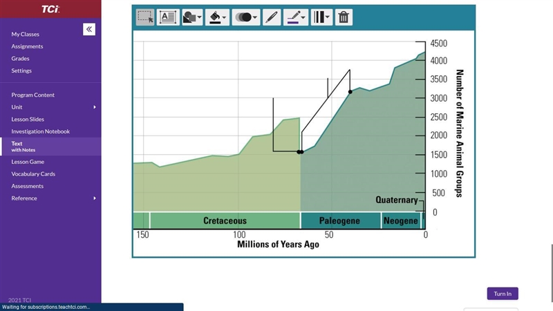 Add labels for mass extinction and adaptive radiation:-example-1