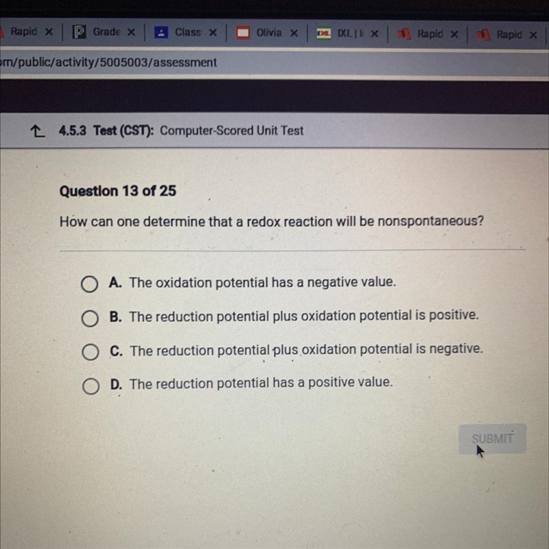 How can one determine that a redox reaction will be nonspontaneous?-example-1