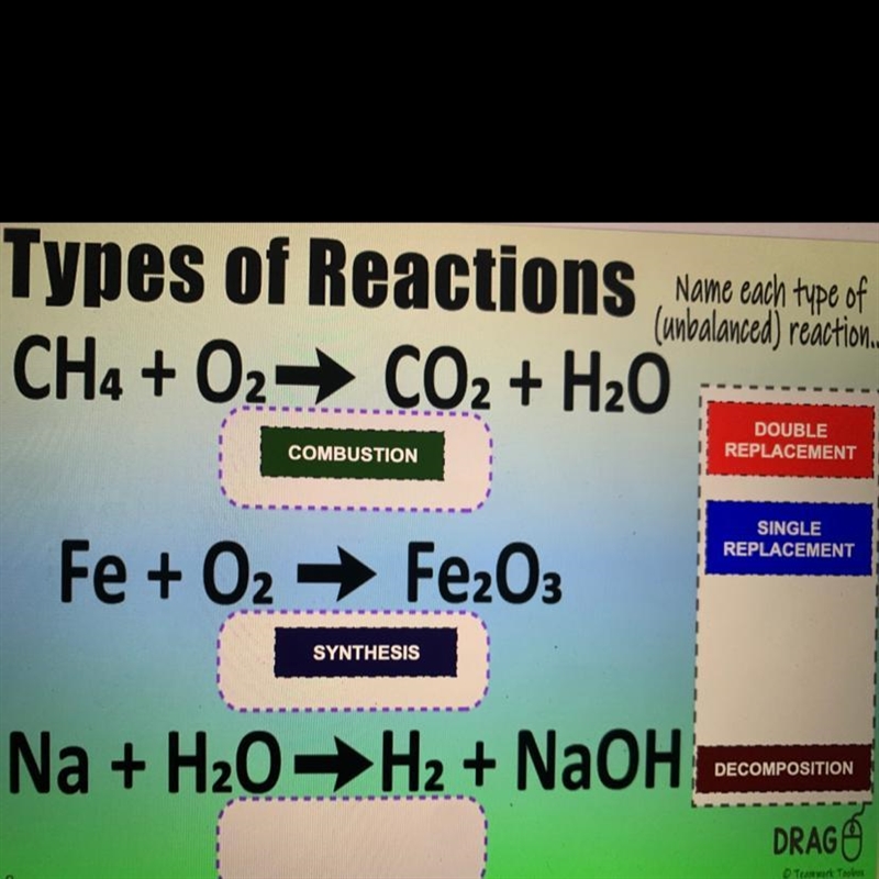 Is Na+H20 -> H2+ NaOH a single replacement, Double Replacement or A Decomposition-example-1