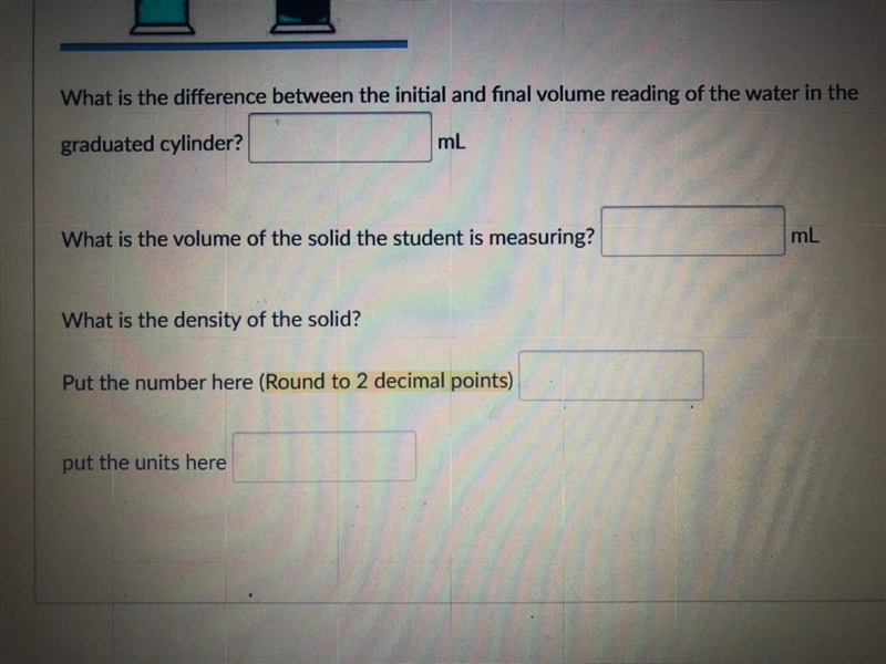 Help!! A student fills a graduated cylinder to 25.0 mL with liquid. She then immerses-example-1